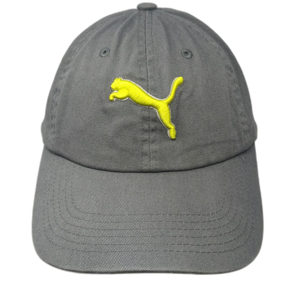 Puma Baseball Cap Gray One Size Leaping Cat Logo Cotton Slideback Buckle Hat